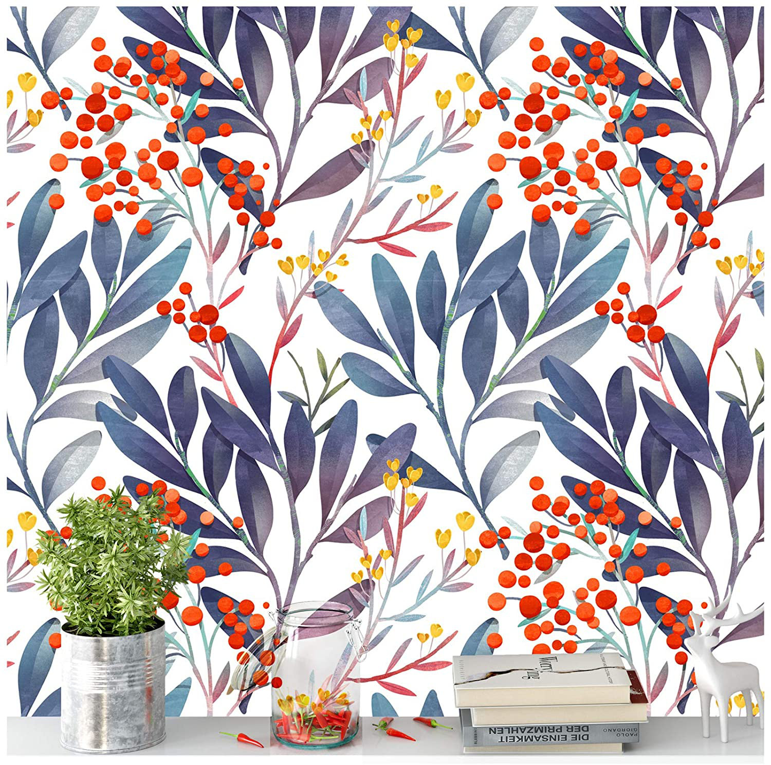 Red Barrel Studio® 93031 Watercolor Floral Peel and Stick Wallpaper ...