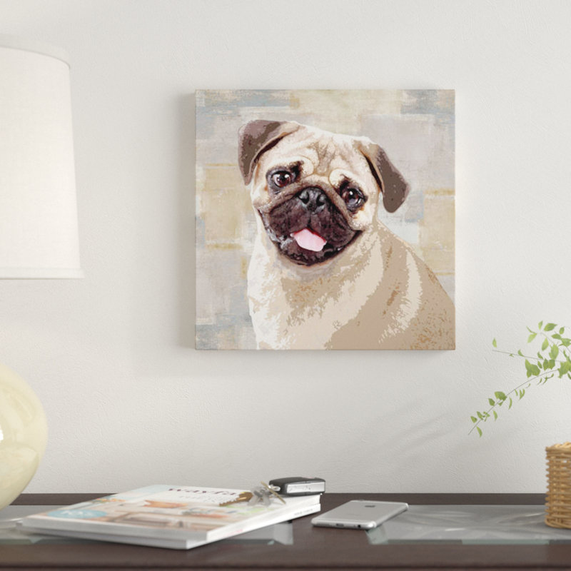 «Pug», reproduction sur toile, H 12 po x l 12 po x P 0,75 po, Pas de tapis, Toile tendue