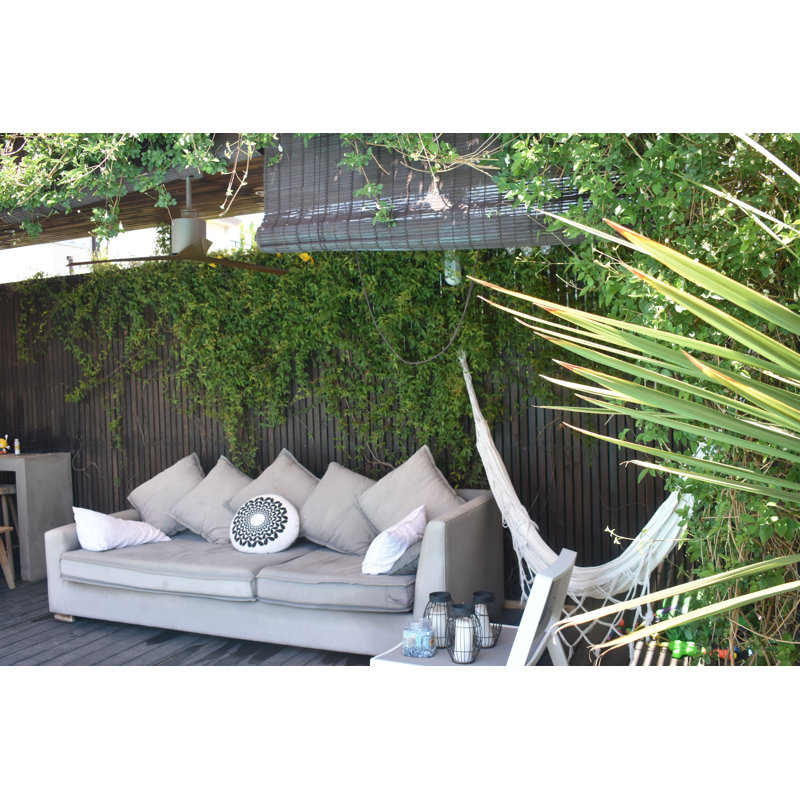 Eliza Outdoor Downrod Ceiling Fan, Brushed Nickel, Gray Ash Tone