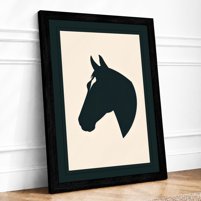 Horse Head Silhouette Minimalist - Framed Print, Black, A3 - 42.0 x 29.7 cm