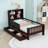 Wooden Platform Bed With Chalkboard And 2 Drawers-1054751644-1054751646