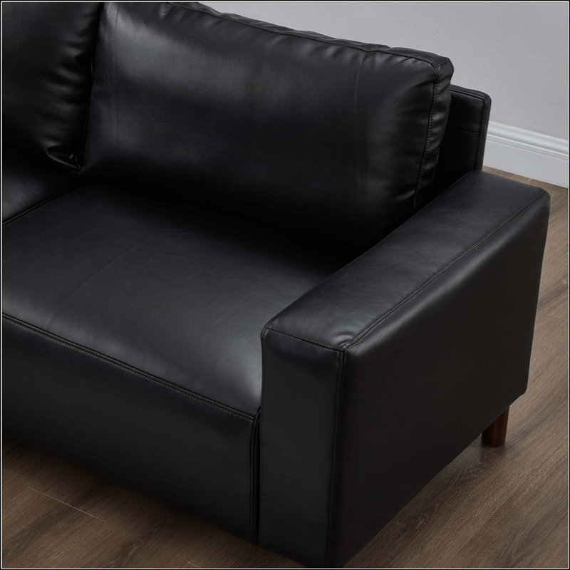 Canapé d'angle en cuir de polyuréthane, Noir