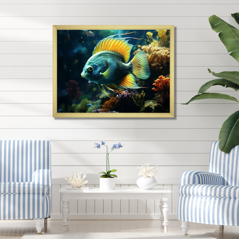 Surreal fish Underwater World I - Butterfly Fish Framed Prints, Gold Closed Corner Framed, 24" H x 32" W x 1" D