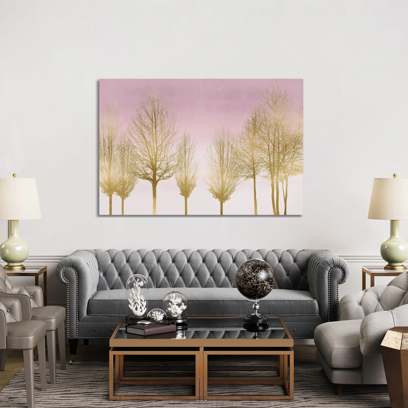 Gold Forest On Pink by Kate Bennett - Wrapped Canvas Painting, 152.5 cm H x 101.5 cm W
