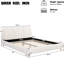Lit tapissier moderne grand format en tissu de lin blanc, pieds en bois massif, 12 lattes en bois franc, structure centrale en métal pour plus de stabilité, installation facile en 40 minutes Un sommeil tranquille avec un rembourrage en mousse épaisse luxueux-129628357