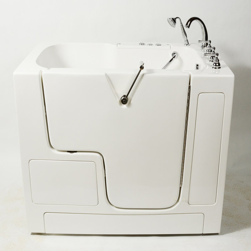 52'' x 30'' Whirlpool Fiberglass Bathtub with Faucet, Right, White
