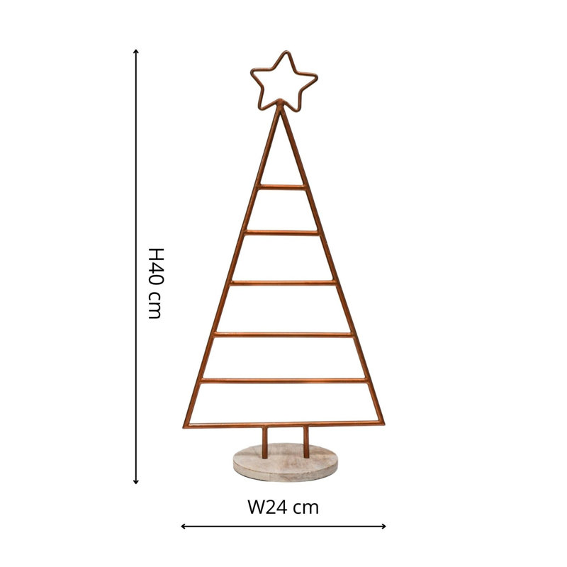 Metal Christmas Tree with Star, Copper