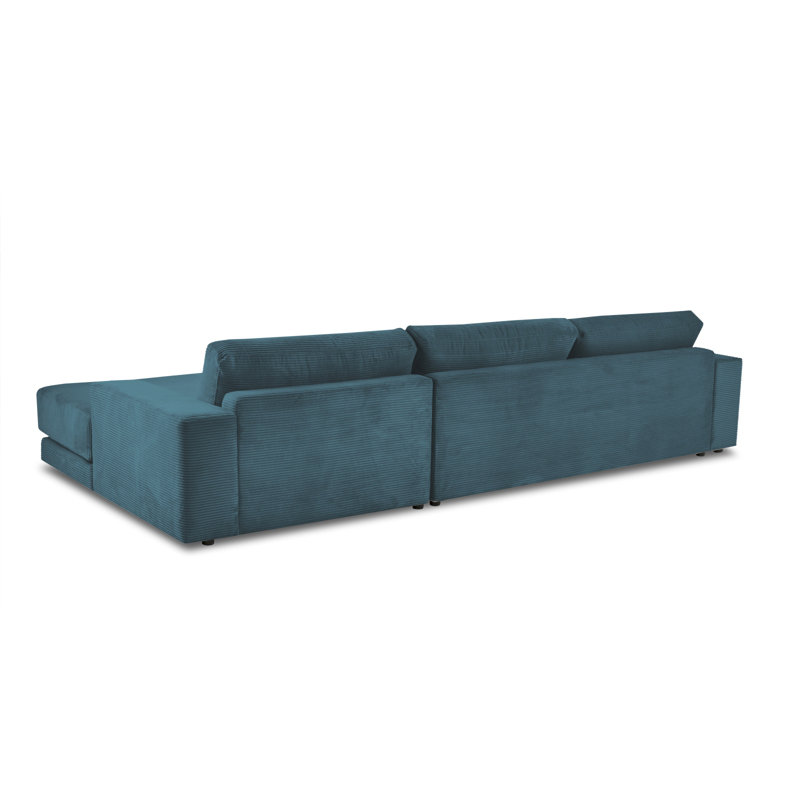 Donatella 6 Seater Sofa Bed, Green Corduroy, Left Hand Facing