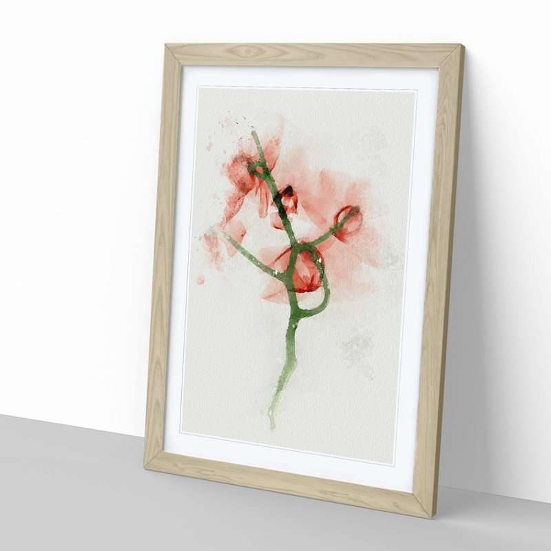 Pink Orchid Flower Abstract - Framed Print, 76cm H x 50cm W x 2cm D, Oak