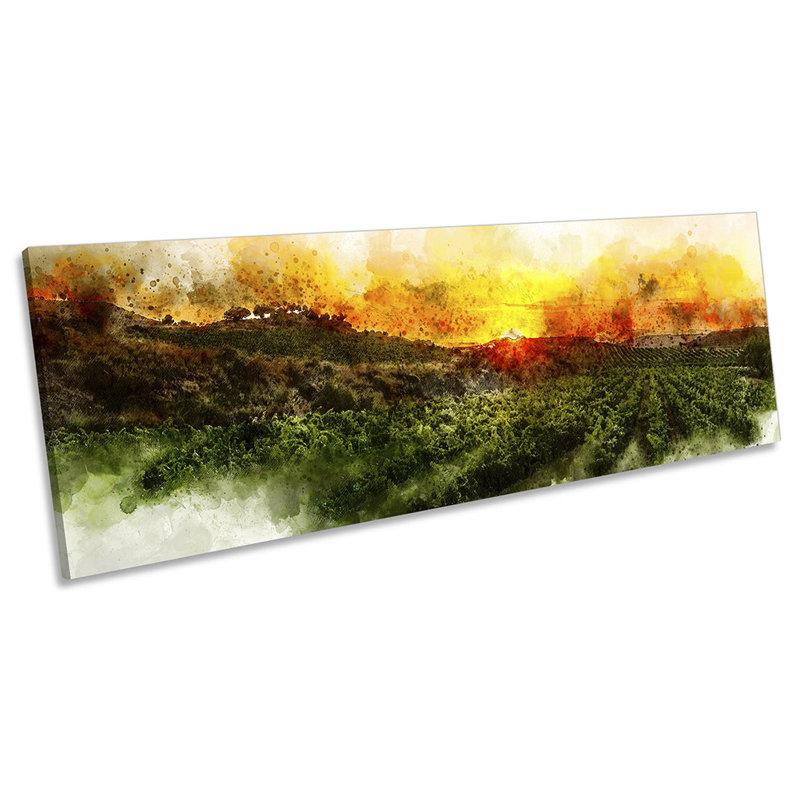Sunset Landscape Grunge - Wrapped Canvas Panoramic Print, 30.48cm H x 91.44cm W
