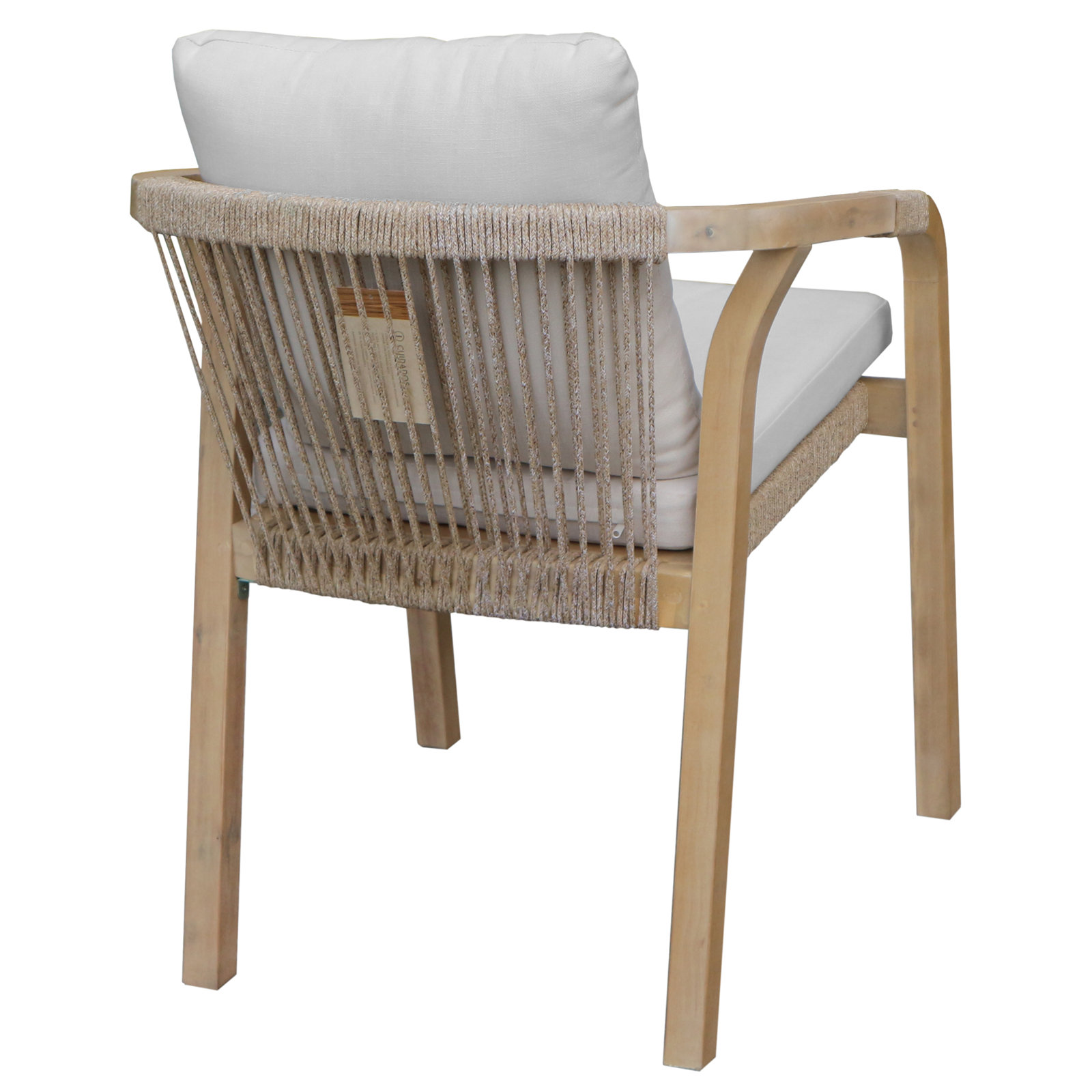Joly Wood Premium All-Weather Wicker Outdoor Stacking Dining Armchair with Cushion, Beige