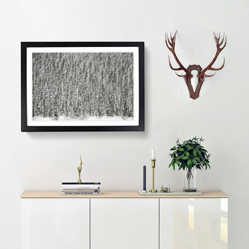 The Winter Forest in Canada in Abstract - Picture Frame Graphic Art Print, Black, 60cm H x 91cm W x 2cm D