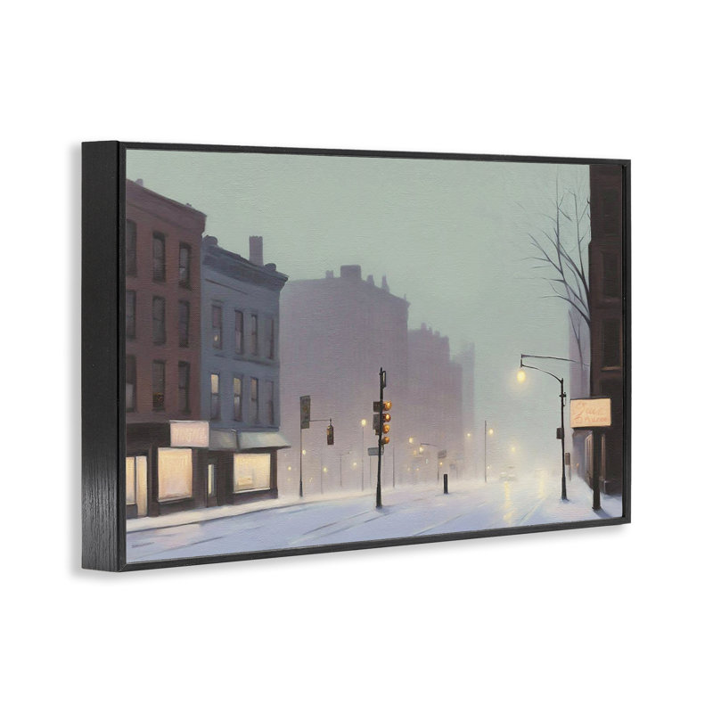  Art de la ville brumeuse, estampe numérique par Noah Bay, Giclée encadrée noir minuit, H 16 po x l 24 po