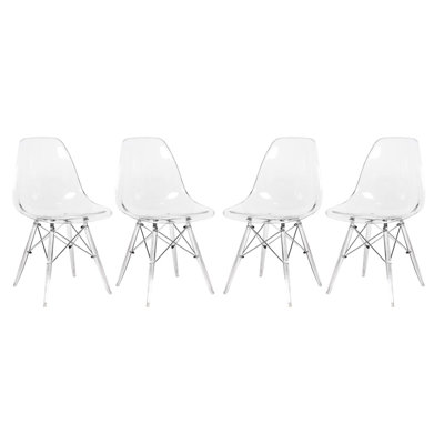 Clear Molded Side Chair with Acrylic Base - Set of 4