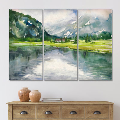 «Summer Landscape With River - Country», reproduction d'art sur toile