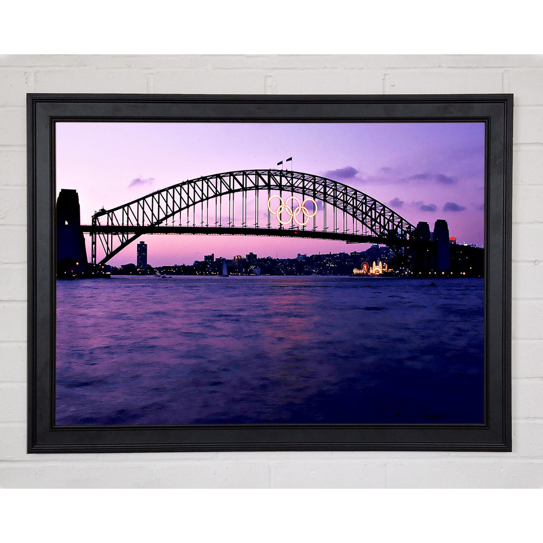 Gerahmtes Wandbild Sydney Harbour Bridge Pink Reflections