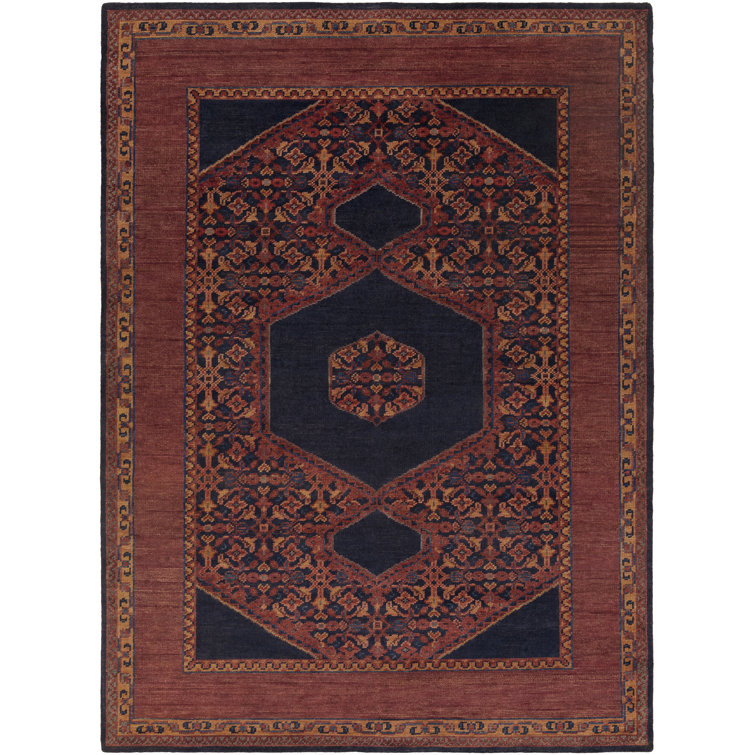 Haven Wool Oriental Area Rug in Burgundy/Navy