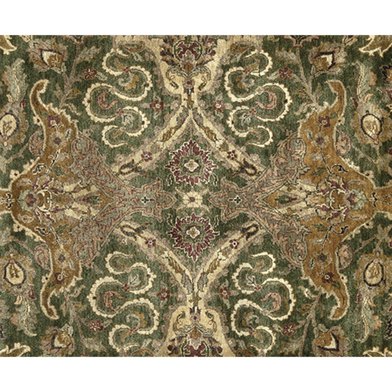 High-Quality Hand-Knotted Green And Red Area Rug