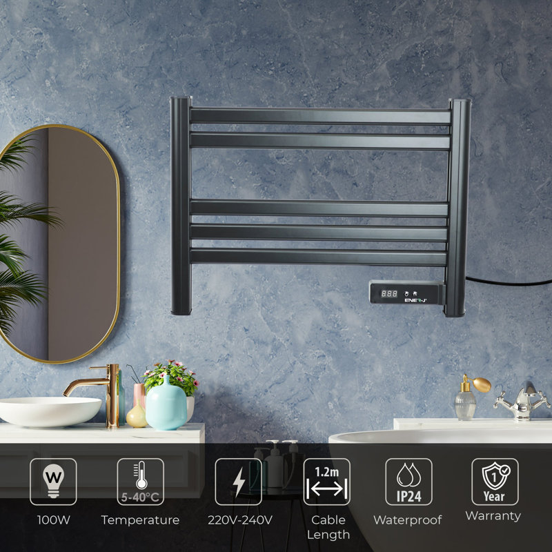 Ener-J Infrared Towel Rail Heater 5 Bar 100W 220V, Black