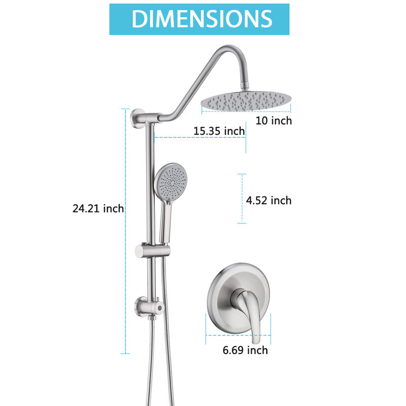 Complete Rainfall Shower System With Rough In-valve And Slide Bar, Brushed Nickel