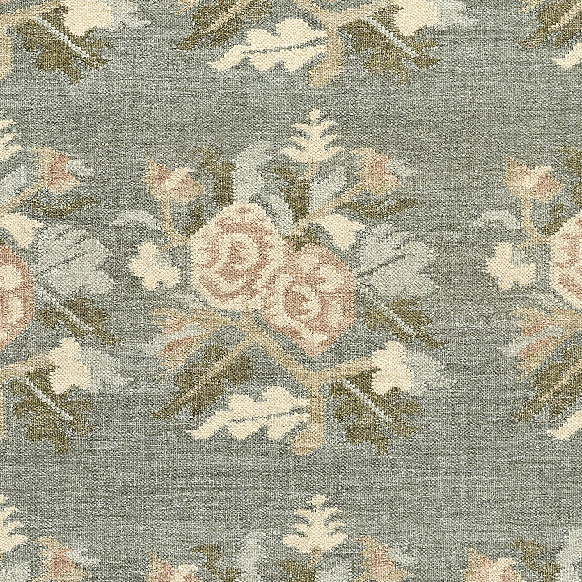 Bateman Floral Hand Woven Wool and Cotton Blue Area Rug 5' X 7'6", 2' X 3'