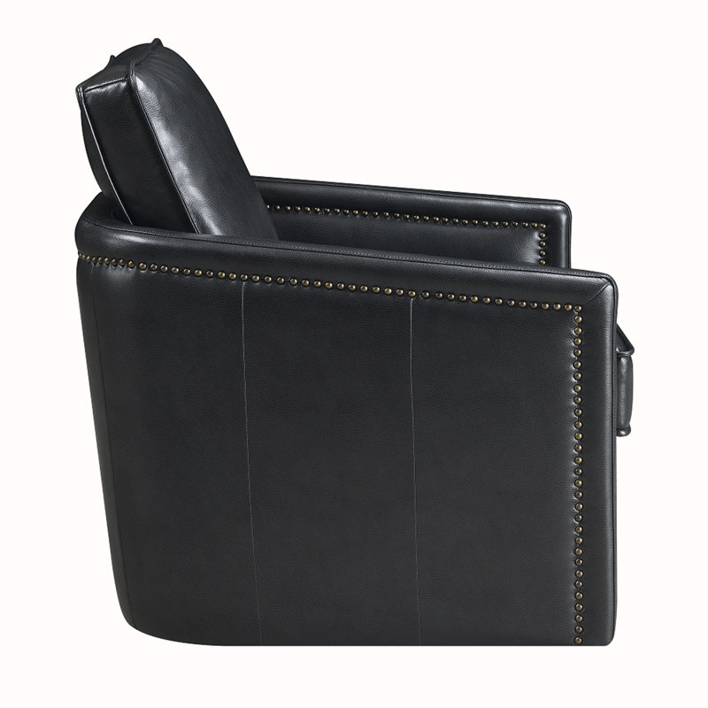Coleigh Swivel Accent Chair ACCENT CHAIR, Black Leather