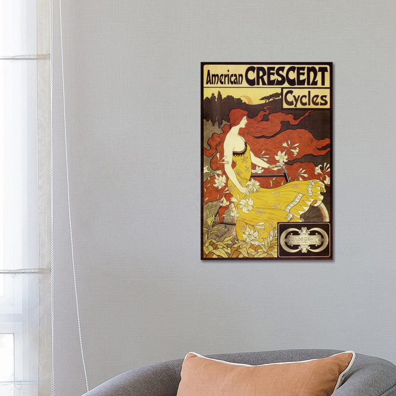 American Crescent Bicycles Vintage Poster by Fred Ramsdell - Wrapped Canvas Print, 66.04 cm H x 45.72 cm W x 1.91 cm D