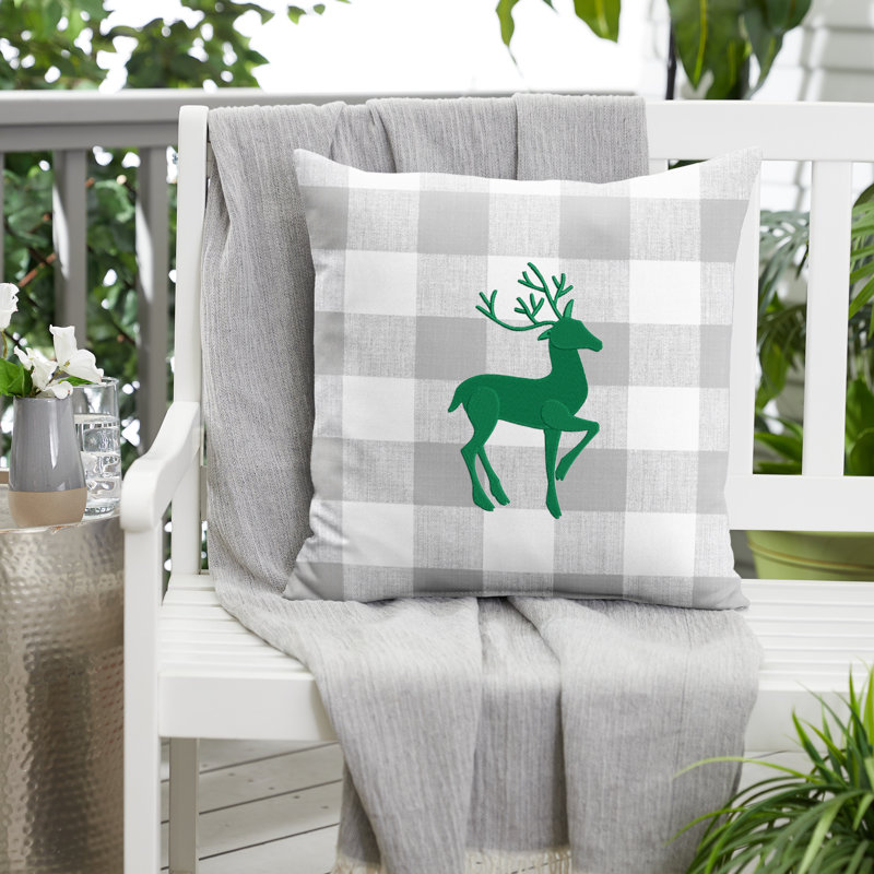  Housse et insert de coussin d'extérieur carré Deer, Gris / vert