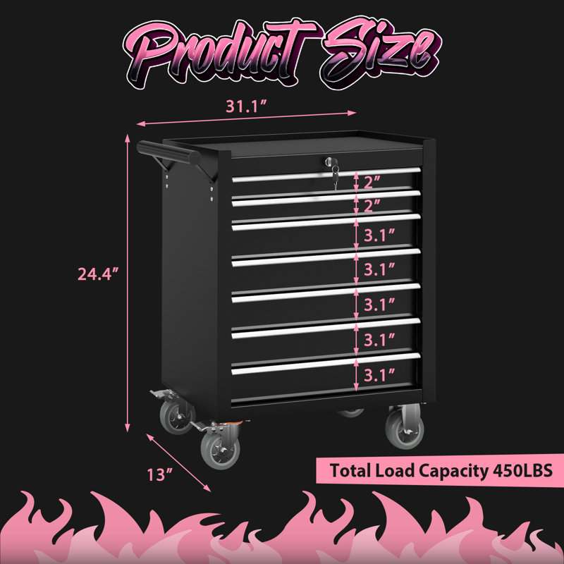 7-Drawers Tool Chest, Black