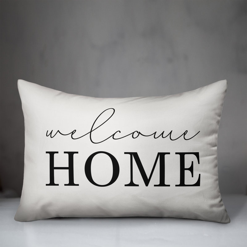 Textual Outdoor Throw Pillow, Off White/Black