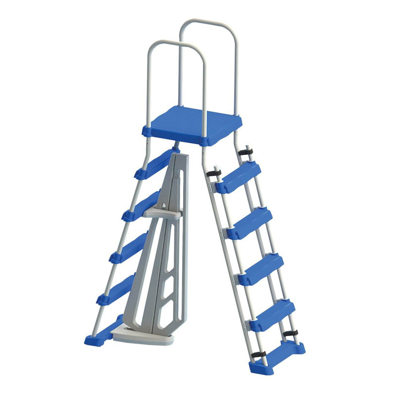 Swimline A-Frame Above Ground Pool Ladder w/ Barrier for 48" to 52" Pool Height