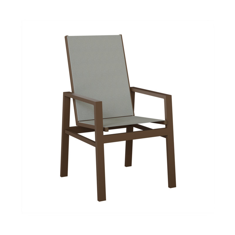 Chaise de salle à manger à haut dossier en aluminium berlinois berlinois Vida Mesquite, Veine d'aluminium et de bois mesquite