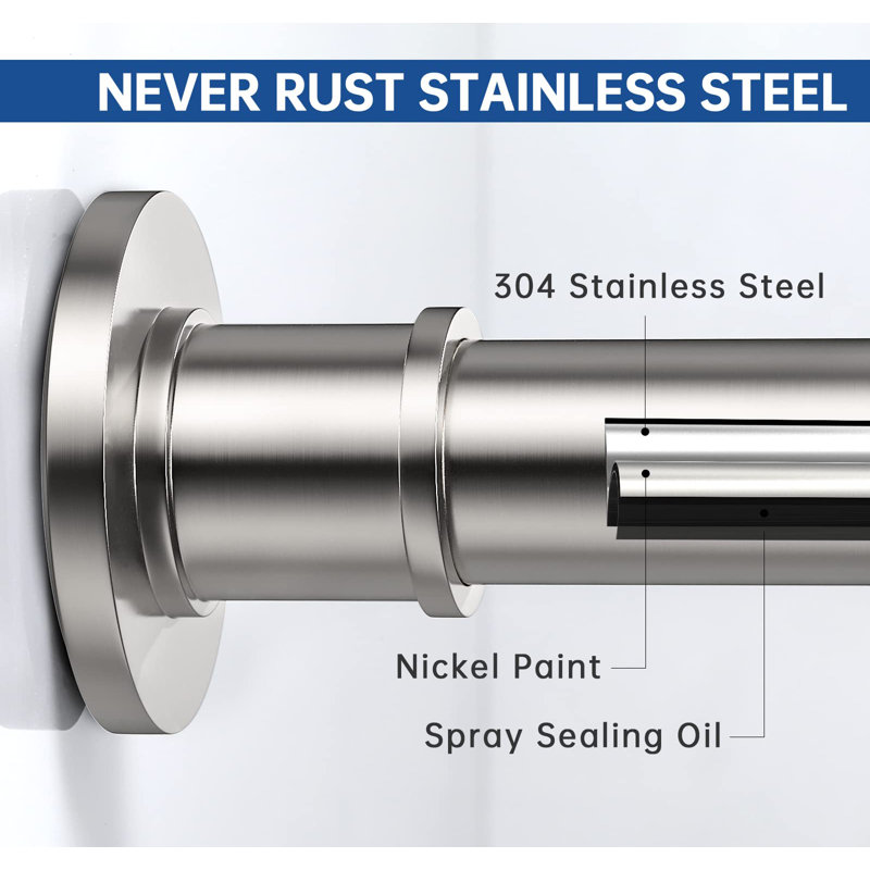 Brushed Nickel Stainless Steel Tension Shower Curtain Rod
