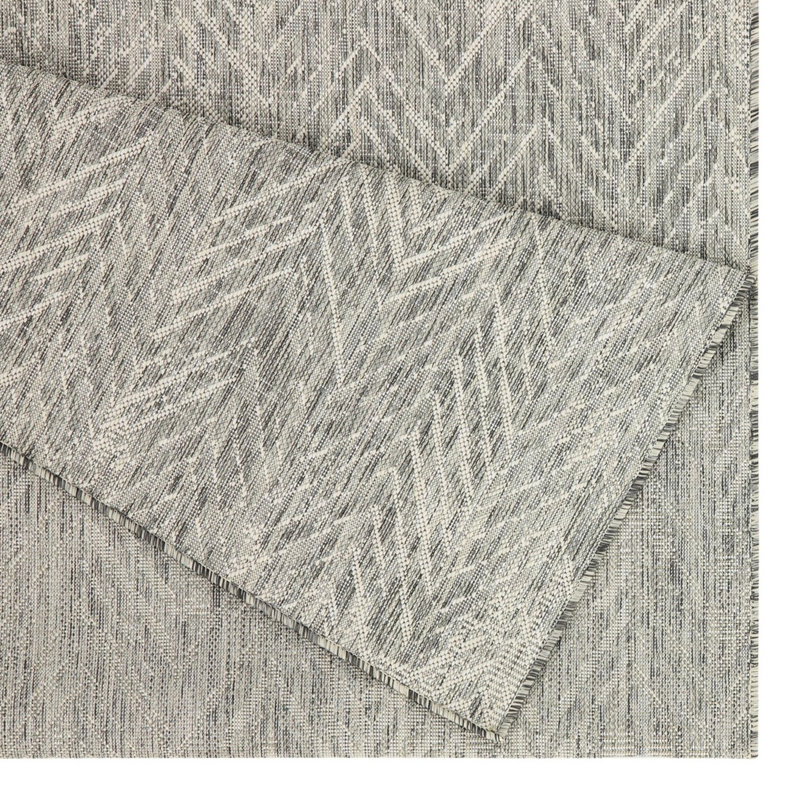 2 pi 7 po Tapis argenté X 3 - Sunshine Gchar, polypropylène, teint, pour intérieur / extérieur