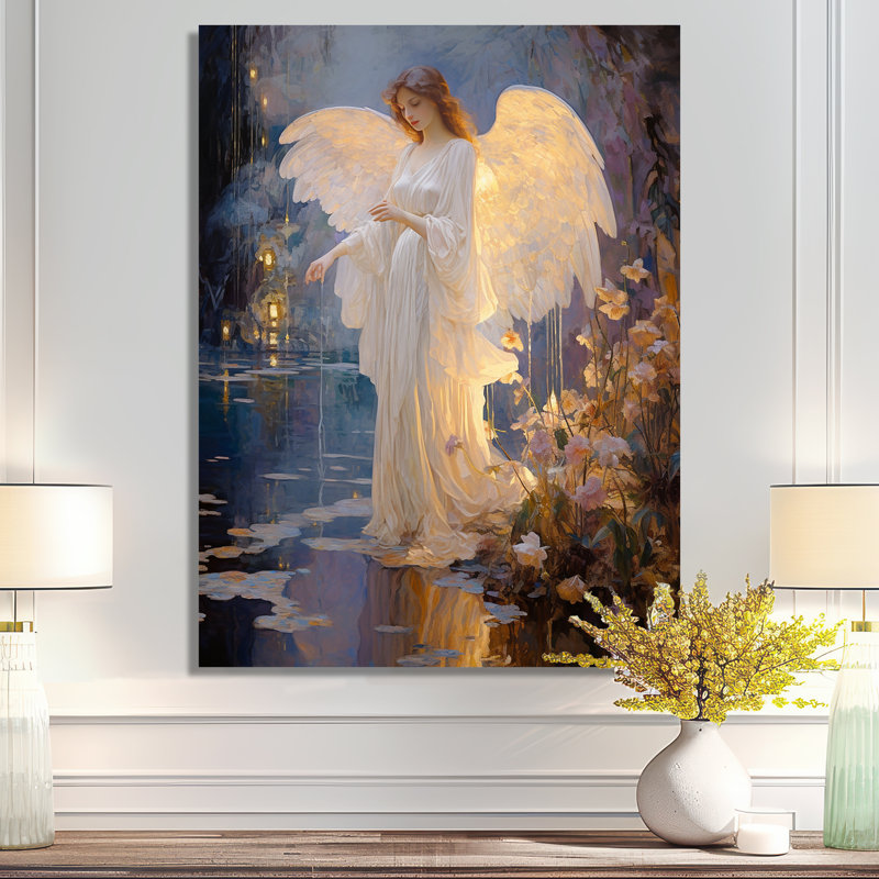 «Glorious Angel Magic Forest Night - Wings Angel», art mural, Métal métal, H 40 po x l 30 po