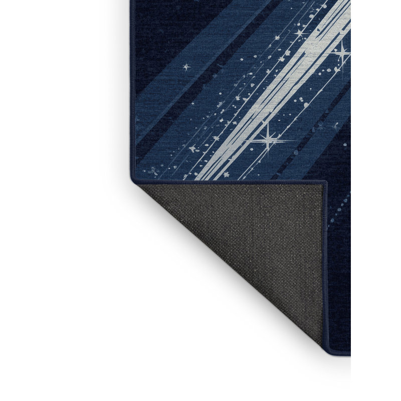 Tapis bleu doux et moelleux moderne et contemporain Vance Starburst, 7 x 9