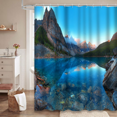 Moraine Lake Banff Canada Ten Peaks Shower Curtain with 12 Hooks