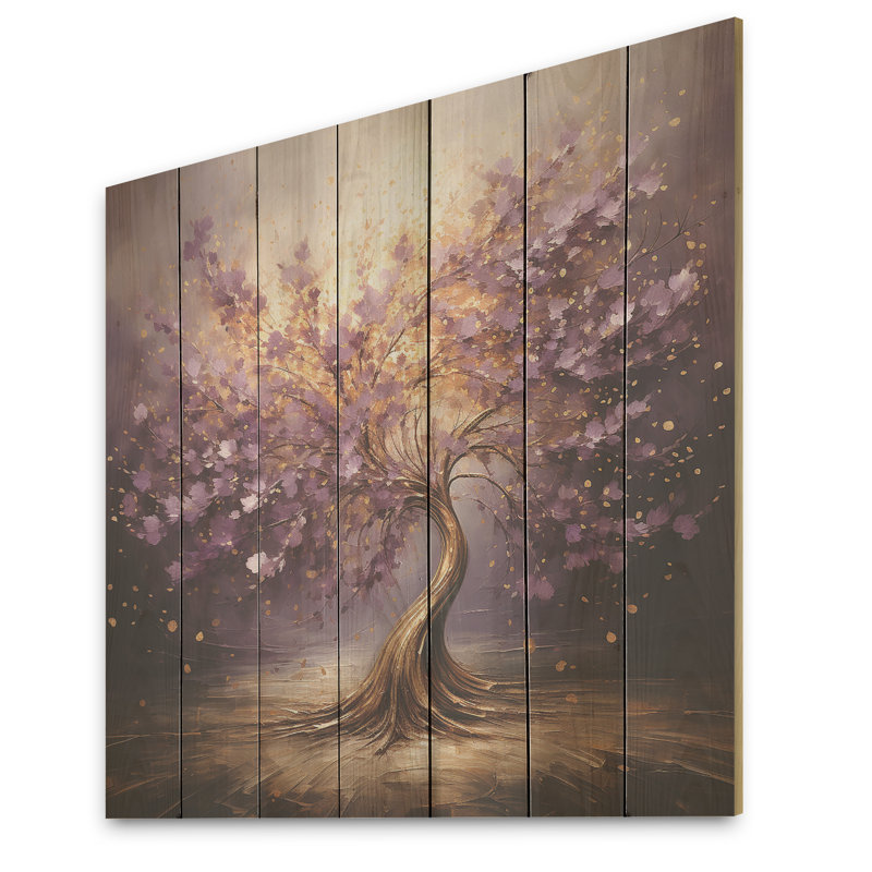 «Purple Magictree Essence» - Arbre sur impression sur bois, H 30 po x l 30 po