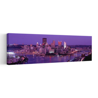 Dusk Pittsburgh PA USA 1 Piece Wrapped Canvas Panoramic Wall Art