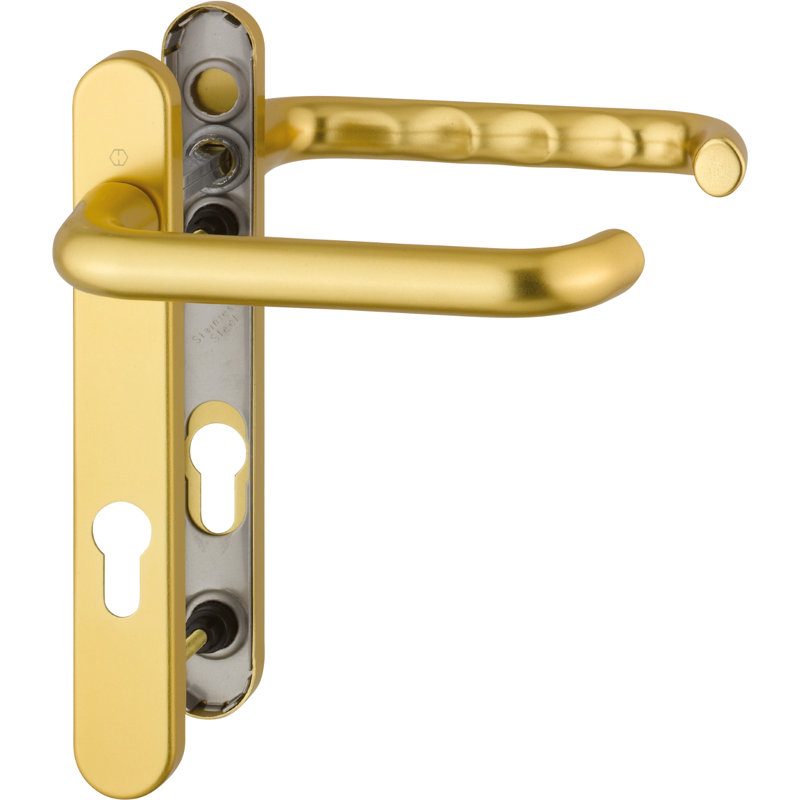 Keyed Right Hand Door Handle, Aluminium Gold