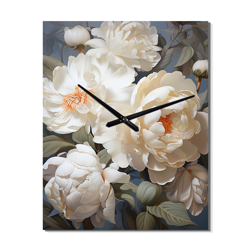 Horloge murale Daarina - pivoines surdimensionnée, Grand