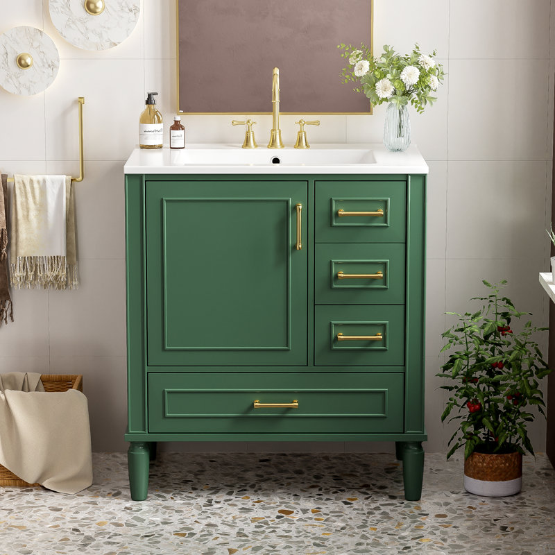 Meuble-lavabo de salle de bain avec espace abondant et attrait élégant, Vert