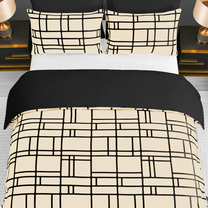 Microfiber Chequered Duvet Cover Set, Double (200cm x 200cm)