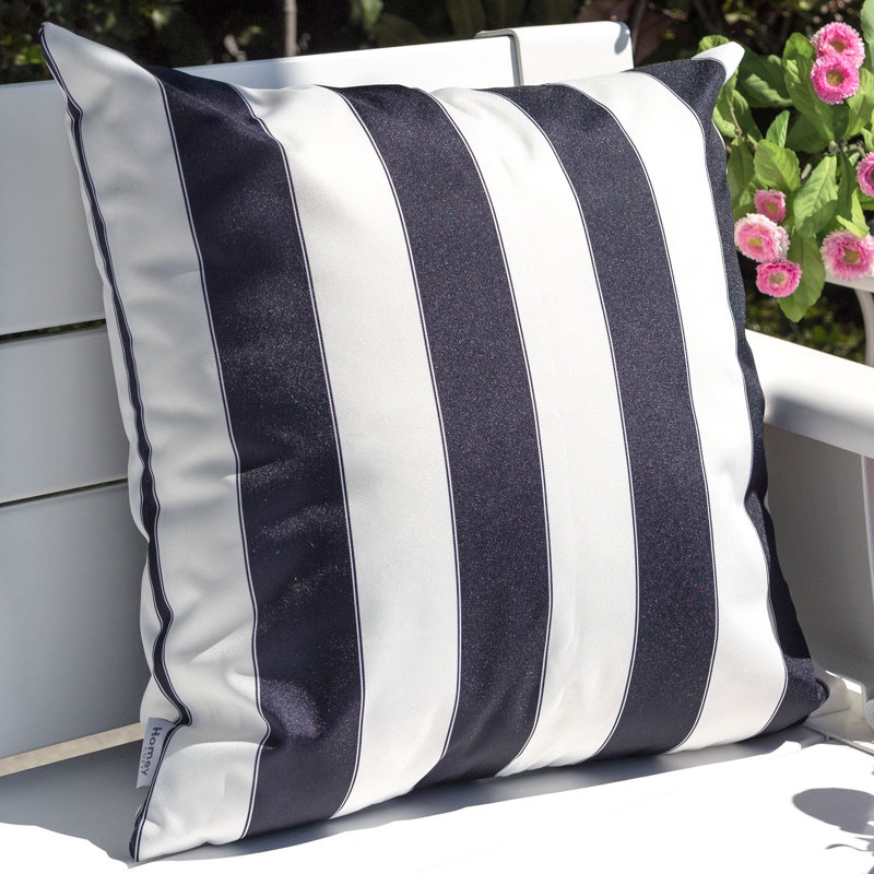 Striped Outdoor Throw Pillow, Navy, 20" x 20"