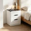 Table de chevet blanche à 3 tiroirs avec plateau noir, table de chevet minimaliste moderne, commode de rangement pour la chambre à coucher et les petits espaces