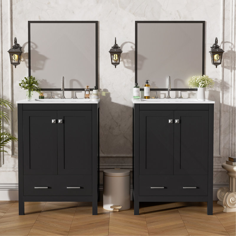 48-Inch Bathroom Vanity With Integrated Undermount Sink, Storage Cabinet, Soft-Close Doors, Divided Drawer, And Double-Layer Door Shelf For Versatile Storage