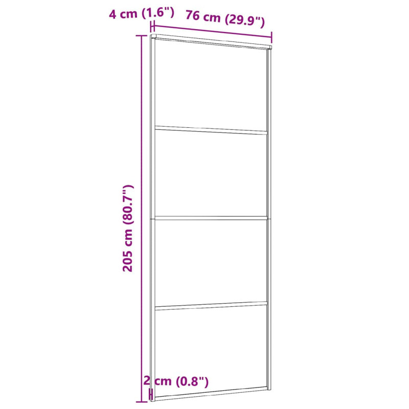 Muthiani Glass Sliding Door, Black, 205cm H x 76cm W x 4 cm D