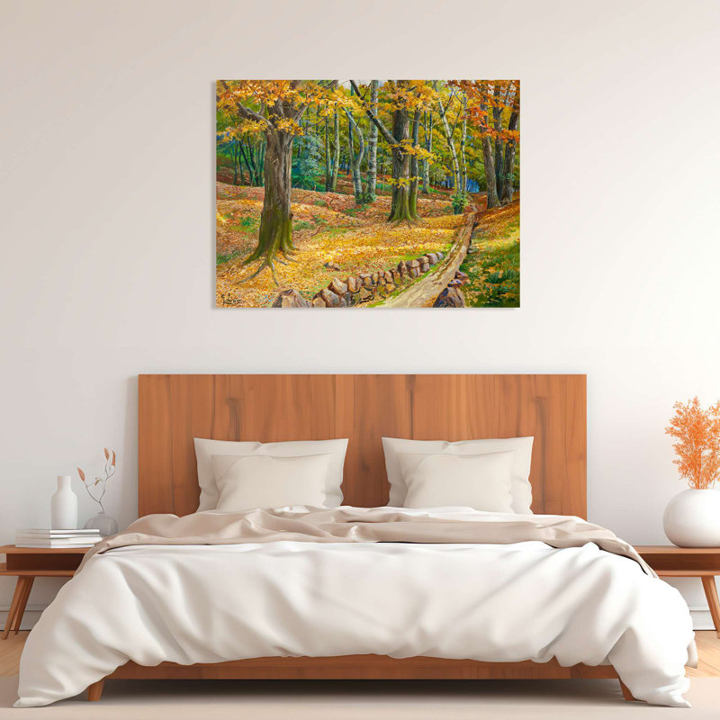 Landscape Painting: Forest Path by Adriano Galasso - Wrapped Canvas Print, 70cm H x 100cm W