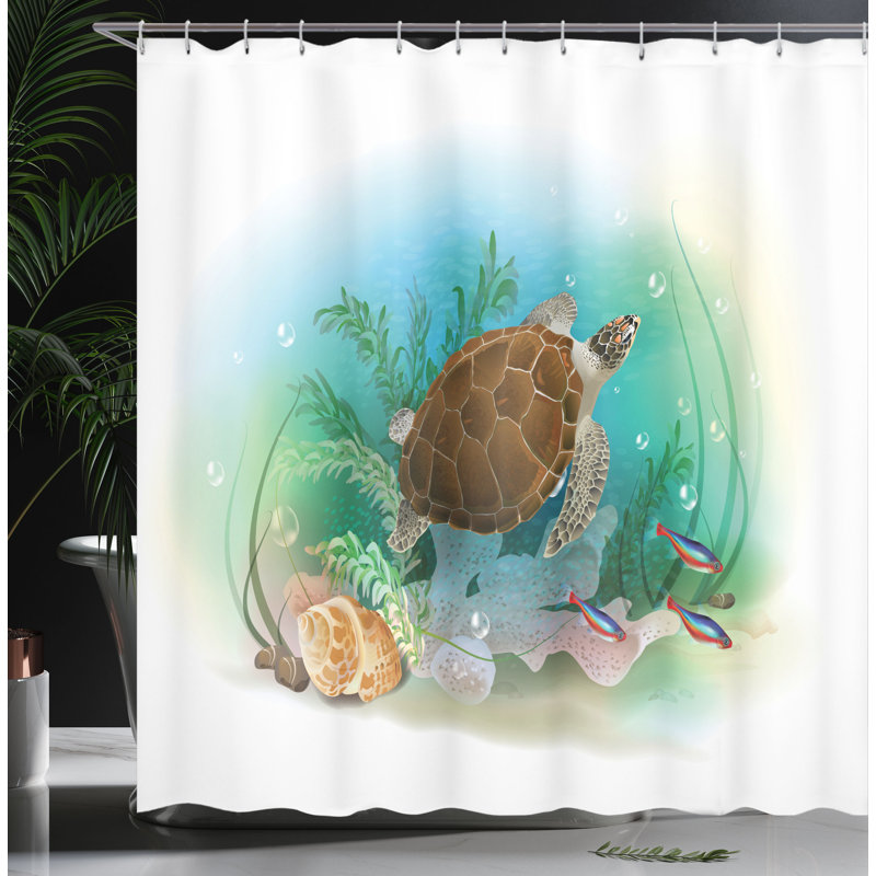 Shower Curtain with Hooks Included, 70" H x 69" W