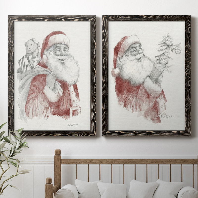Prêt pour Noël - ensemble de 2 reproductions d'art, H 44 po x l 31 po x P 1 po, H 31,5 po x l 47 po x P 1,5 po, Pas de tapis